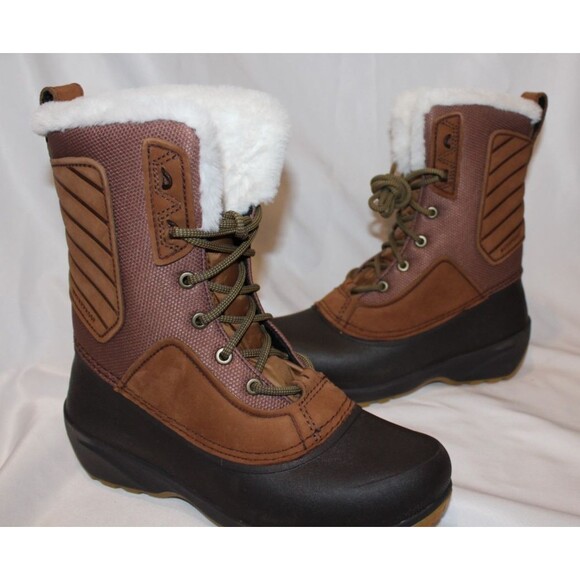 THE NORTH FACE Womens Shellista IV Luxe Waterproof Tall Snow Boots BROWN BLACK 6 - Picture 2 of 5
